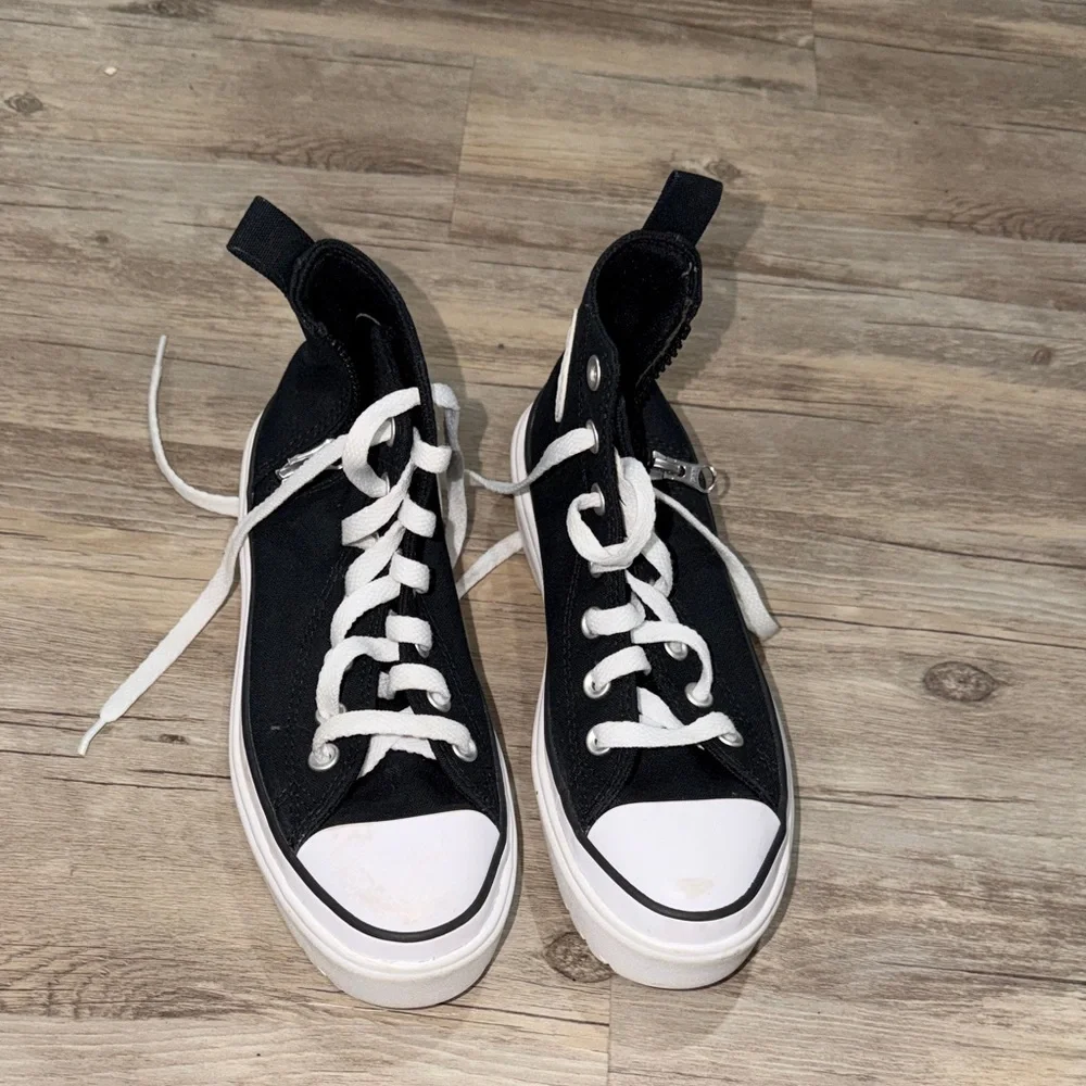 Converse Black & White Kids High-Top Platform Sneakers